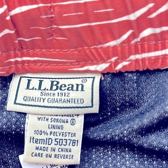 NWOT Men’s L.L. Bean 100% Polyester Burnt Orange and White Swim Trunks Size XXL - Picture 7 of 7